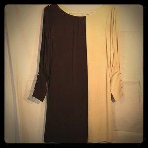Midi Dress. Size XS women’s. Tan and brown.